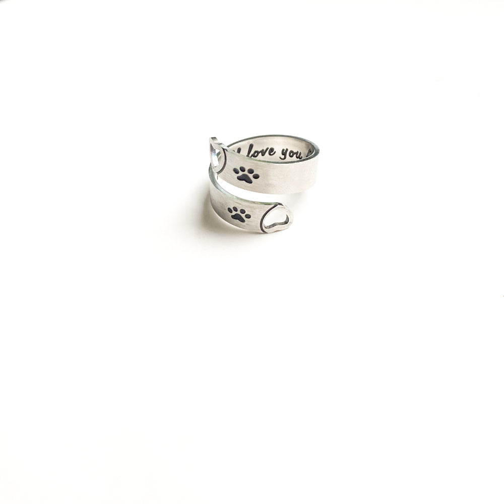 Adjustable Stainless Steel Paw and Heart Twist Ring