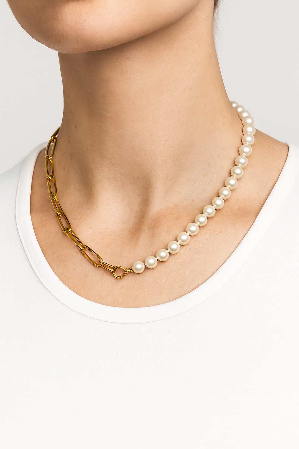 Ketting half parel, half schakel met contrastschakels