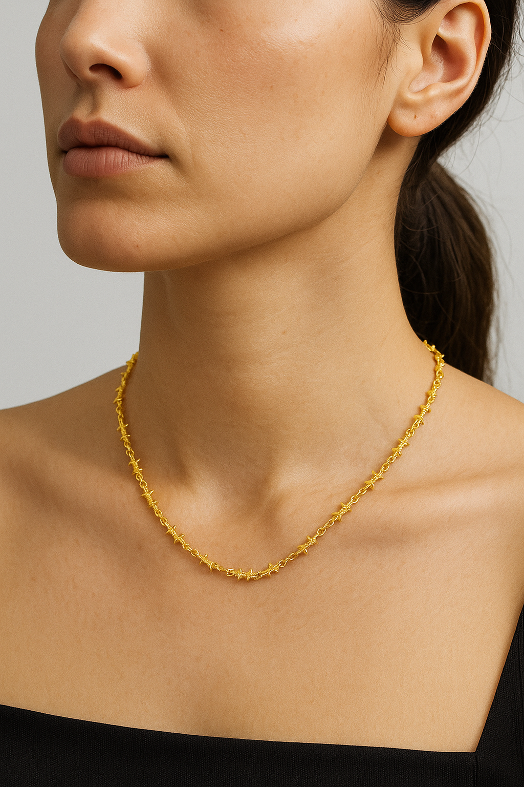 Twisted Wire Style Chain Necklace, Polished Metal