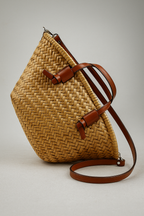 Women's Large Woven Brown Summer Beach Bag
