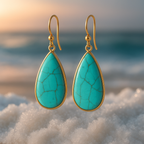 Turquoise druppeloorbellen met haakje