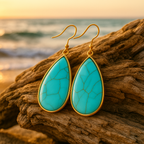 Turquoise druppeloorbellen met haakje