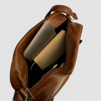 Vintage-Style Glossy Faux Leather Messenger Bag, 31x22x11cm