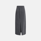 Wrap-Front Straight Maxi Skirt in Woven Fabric