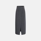 Wrap-Front Straight Maxi Skirt in Woven Fabric