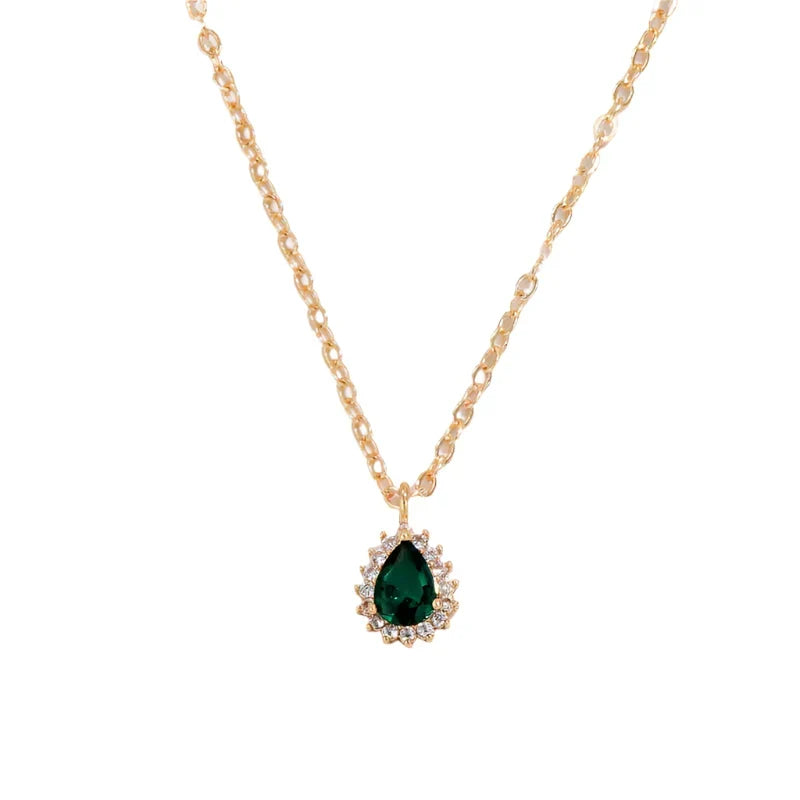 Fine Gold-Tone Necklace with Tiny Dark Stone
