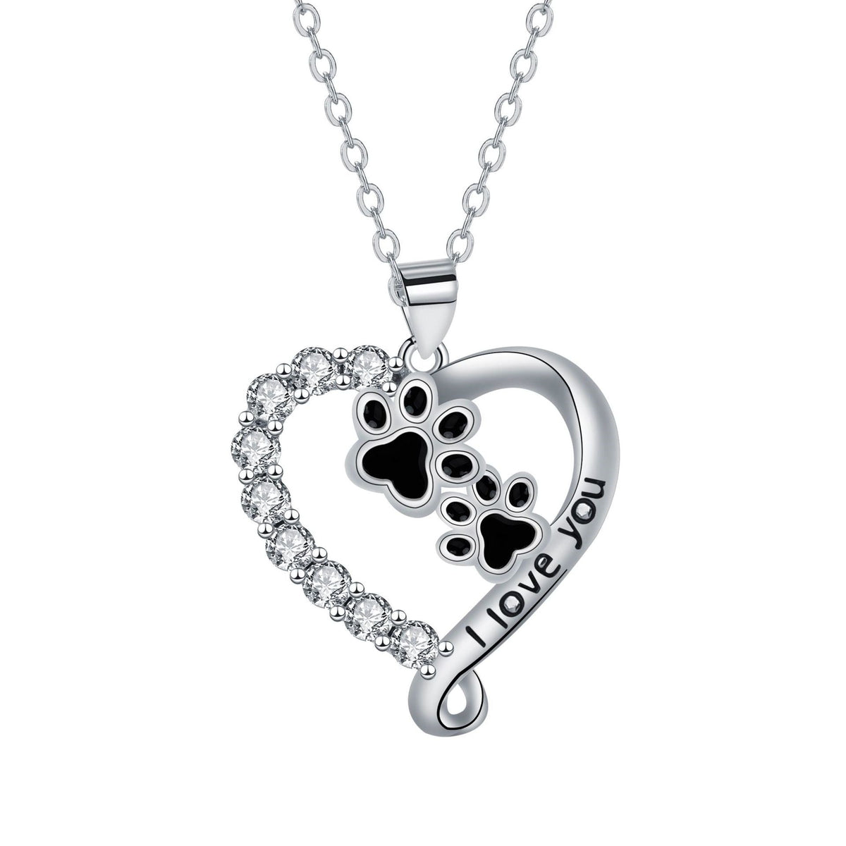 Ketting met zwarte hartvormige pootjeshanger