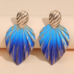 Vintage-Style Leaf Geometric Earrings