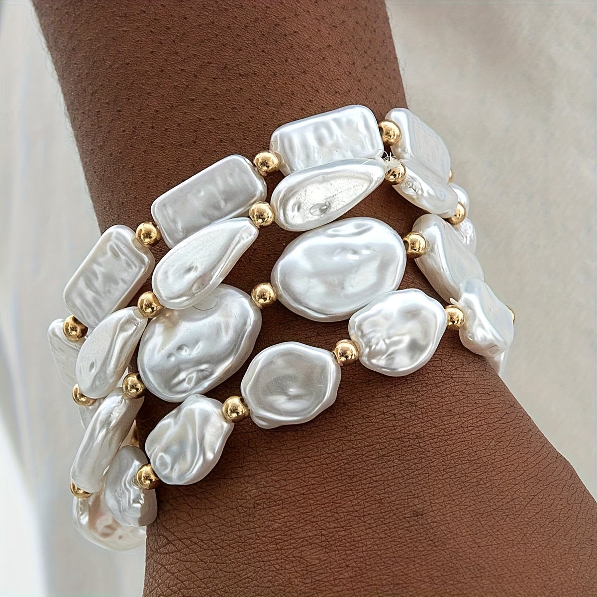 Pearl Statement Bracelet Set of Four