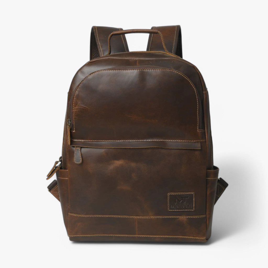 Unisex Robust Buffalo Leather Backpack for Work and Study