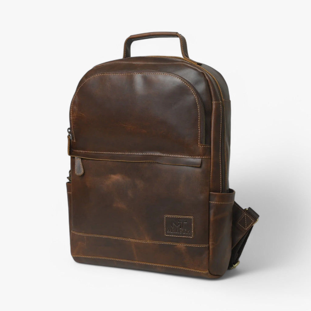 Unisex Robust Buffalo Leather Backpack for Work and Study