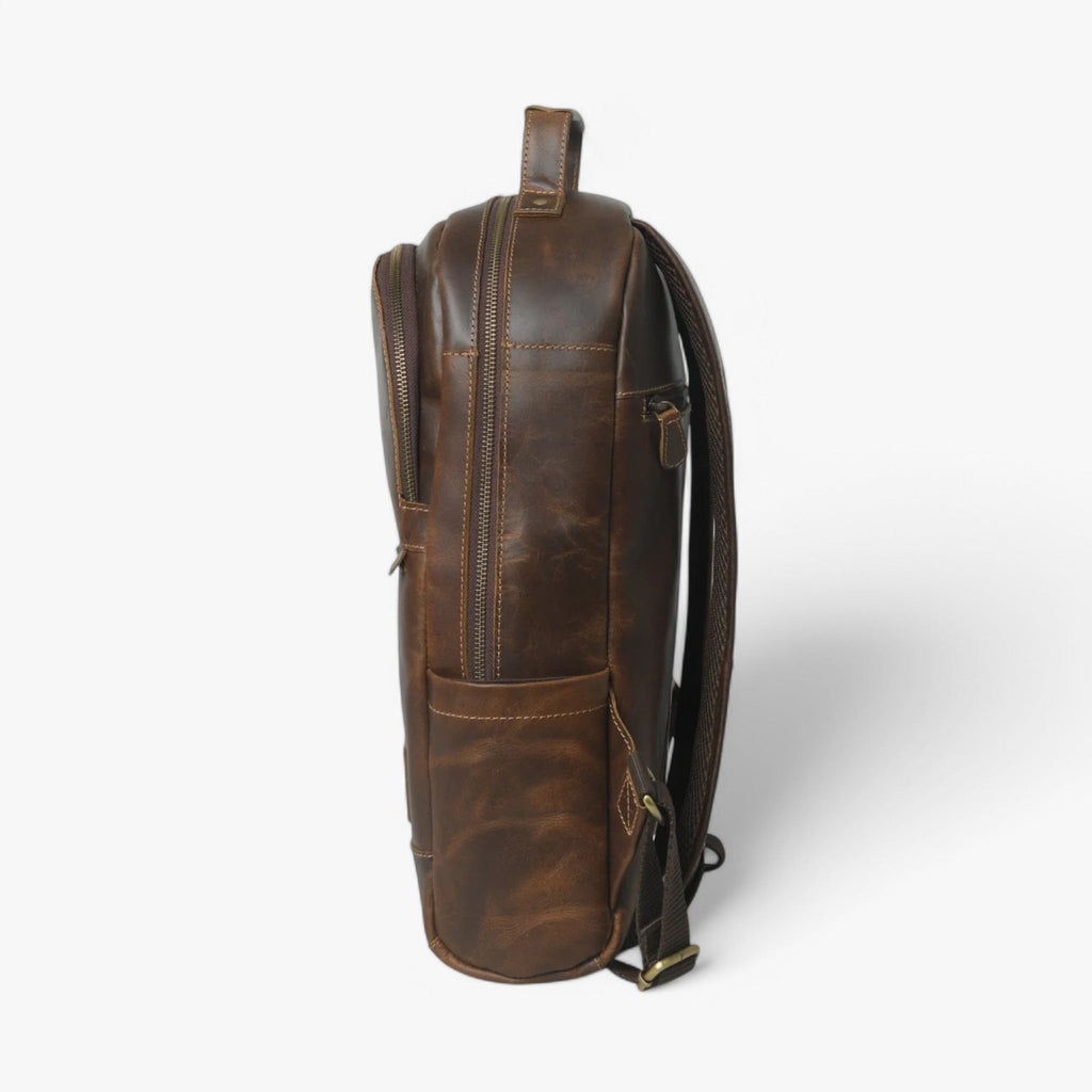 Unisex Robust Buffalo Leather Backpack for Work and Study