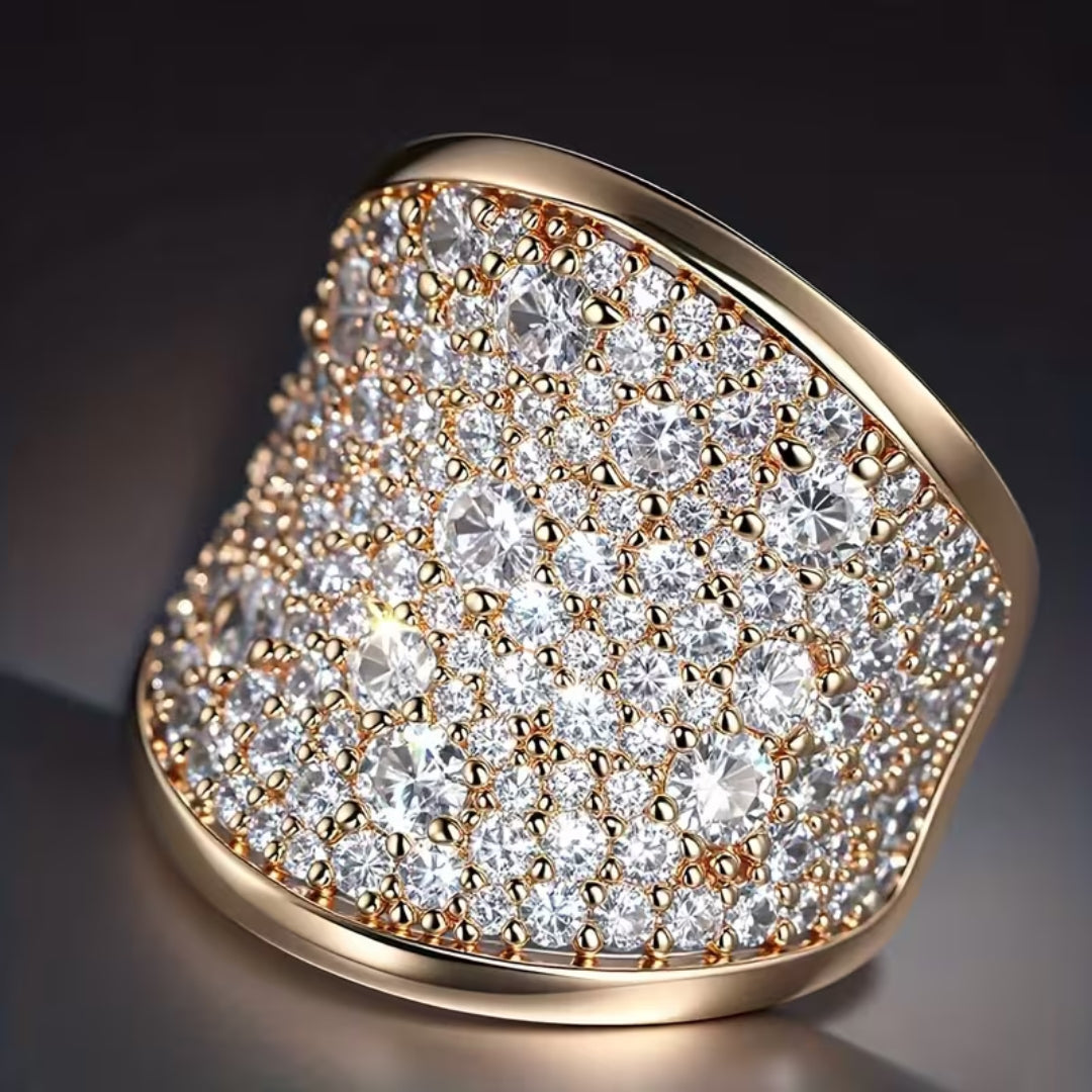 Asymmetric Pavé Statement Ring