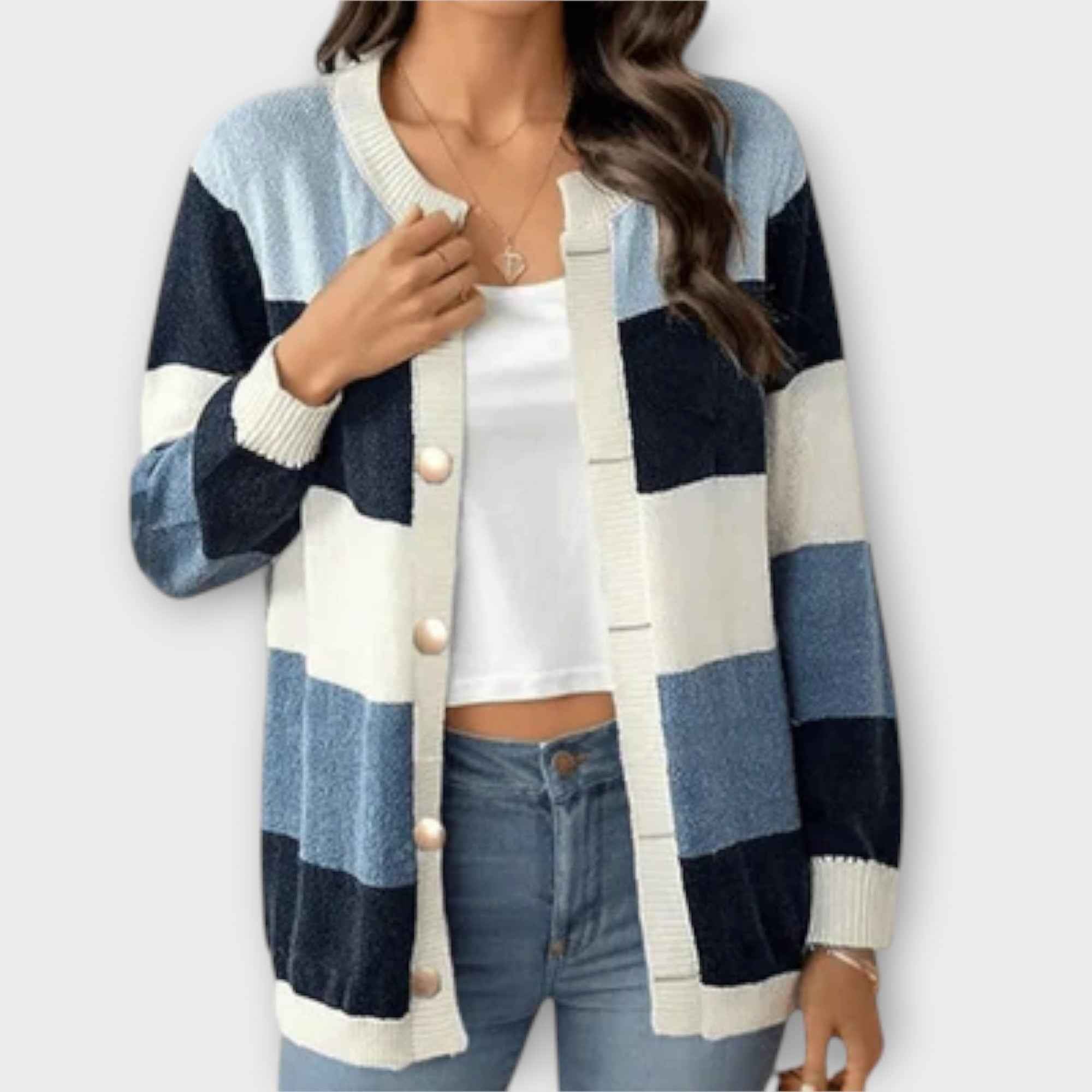 Striped Knit Cardigan with a Relaxed Open-Front Fit