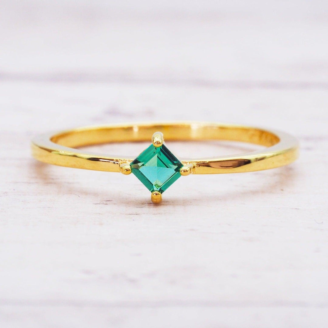 Turquoise Crystal Gold-Tone Ring