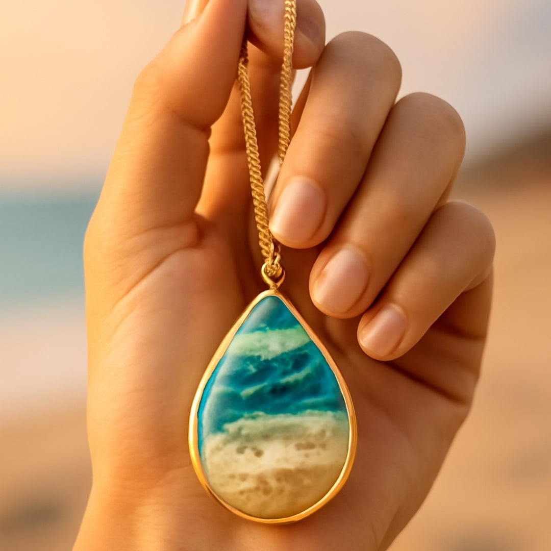 Ocean Print Drop Necklace