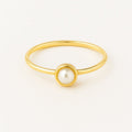 Single Inlaid Pearl Gold-Tone Ring