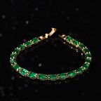 Emerald-Look Tennis Bracelet in Gold Tone