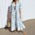 Button-Front Long Sleeve Shirt Maxi Dress