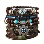 Meerstrengse armbandenstapel met oogkralen
