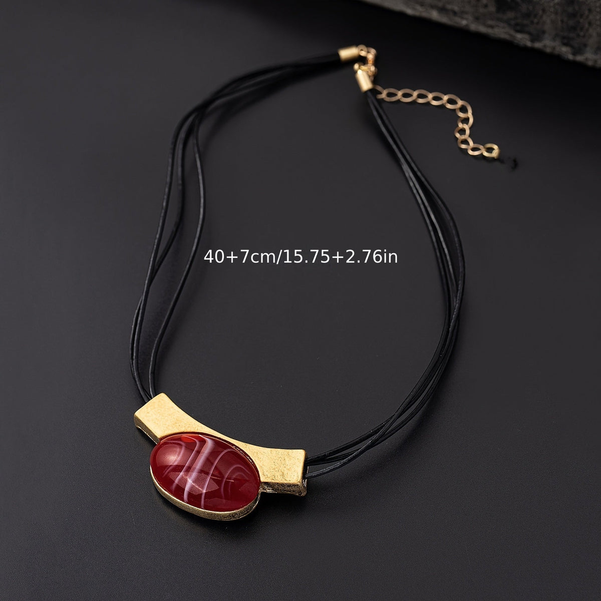 Bohemian Gemstone-Look Gold-Plated Necklace