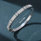 Floral Design Zirconia Inlaid Bracelet in Two Tones