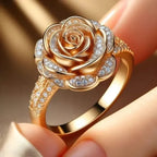 Goudkleurige ring met rozenbloei