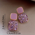 Square Glass Pendant Earrings in Many Colours