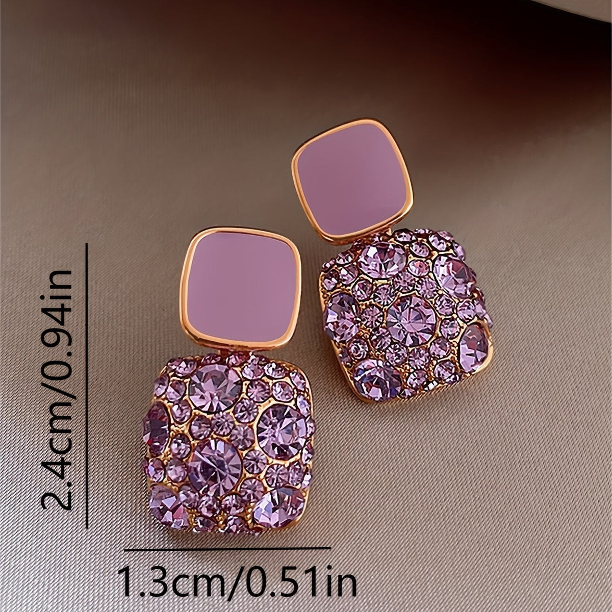 Square Glass Pendant Earrings in Many Colours