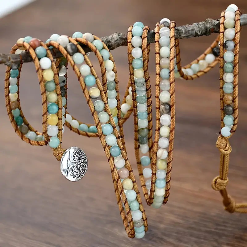 Tree of Life Amazonite Multi-Layer Wrap Bracelet