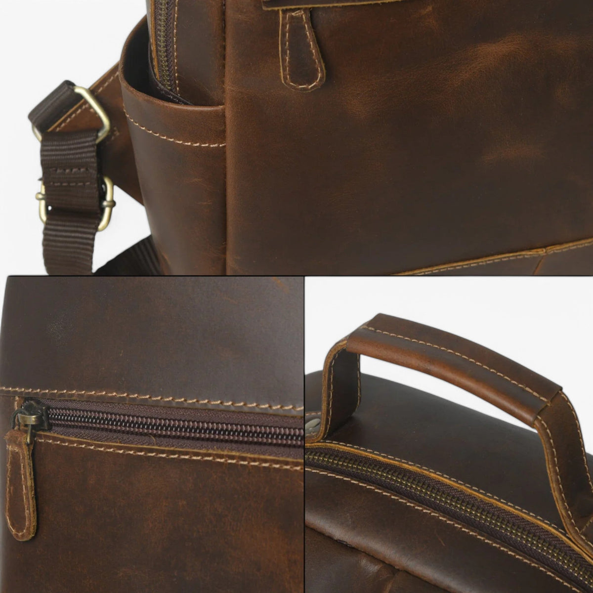 Unisex Robust Buffalo Leather Backpack for Work and Study