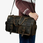 Men's Genuine Vintage Leather Briefcase for Work and Travel