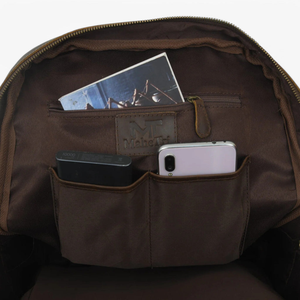 Unisex Robust Buffalo Leather Backpack for Work and Study