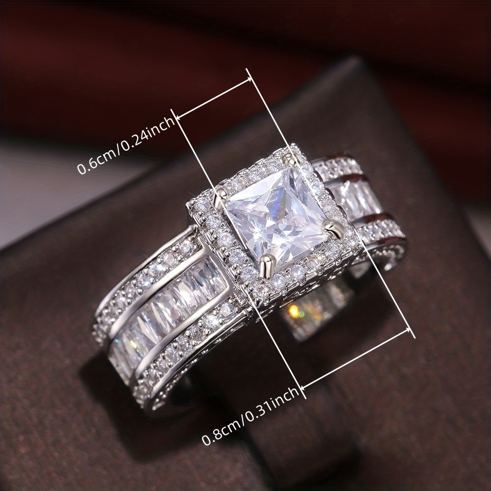Square Zirconia Ring with Radiant Cut