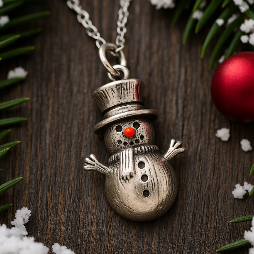 Silver-Tone Snowman Necklace