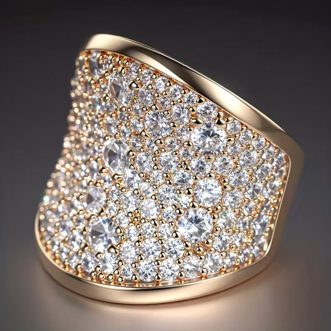 Asymmetric Pavé Statement Ring