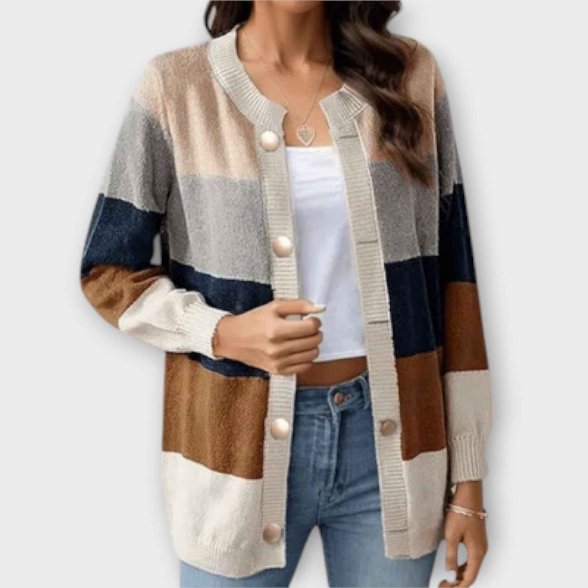 Striped Knit Cardigan with a Relaxed Open-Front Fit