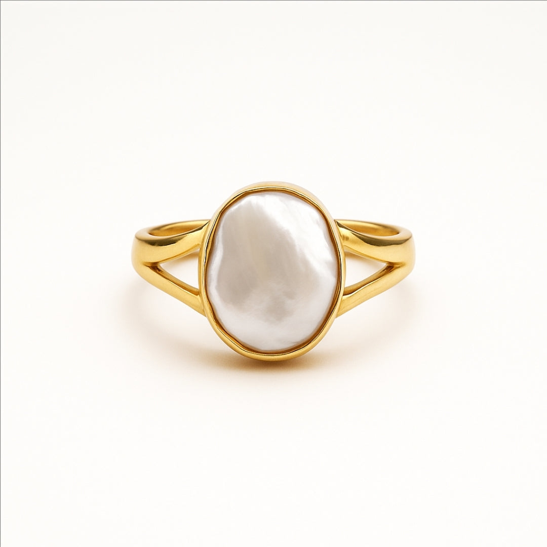 Baroque Inlaid Pearl Gold-Tone Ring