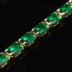 Emerald-Look Tennis Bracelet in Gold Tone