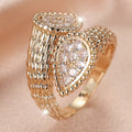 Textured Teardrop Pavé Ring