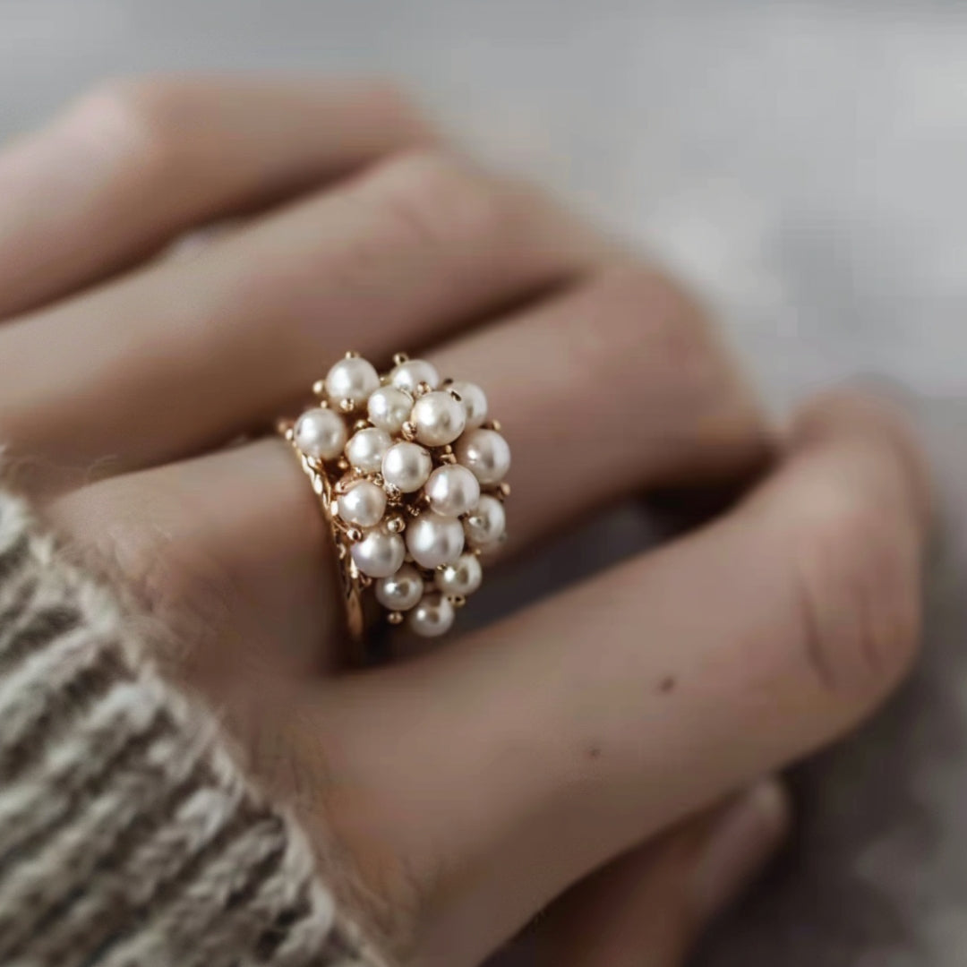 Inlaid Pearl Gold-Tone Ring