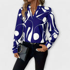 Lichte blouse met geometrische print, V-hals en lange mouwen