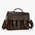 Retro Genuine Leather Laptop Briefcase for Work and Travel