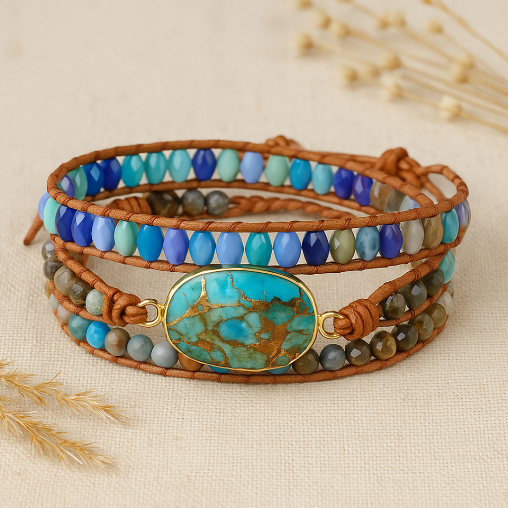 Turquoise and Howlite Wrap Bracelet