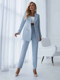 Double-Breasted Trouser Suit with Longline Blazer and Slim Leg