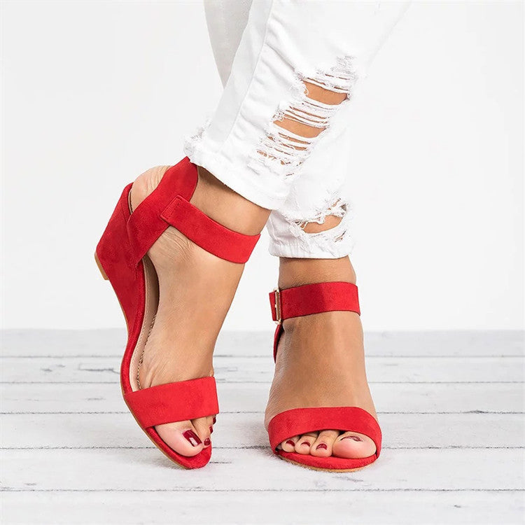 Open Toe Wedge Sandals with Ankle Strap