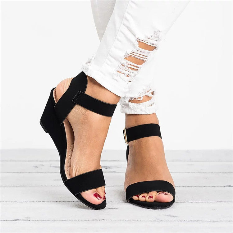 Open Toe Wedge Sandals with Ankle Strap