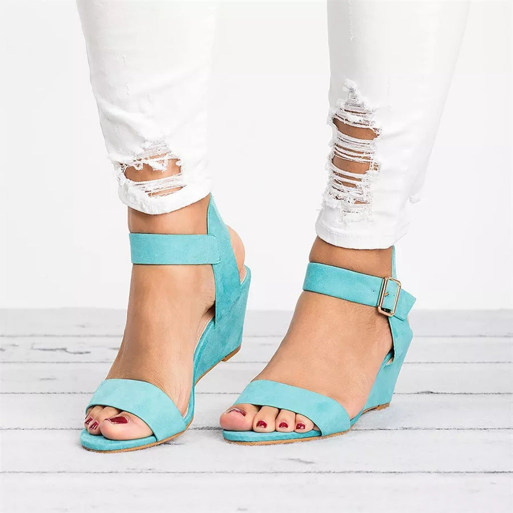 Open Toe Wedge Sandals with Ankle Strap
