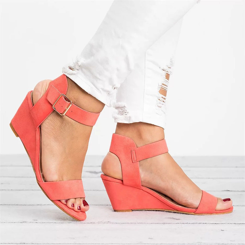 Open Toe Wedge Sandals with Ankle Strap