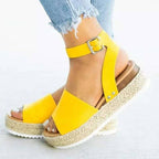 Jute Wedge Sandals with Ankle Strap